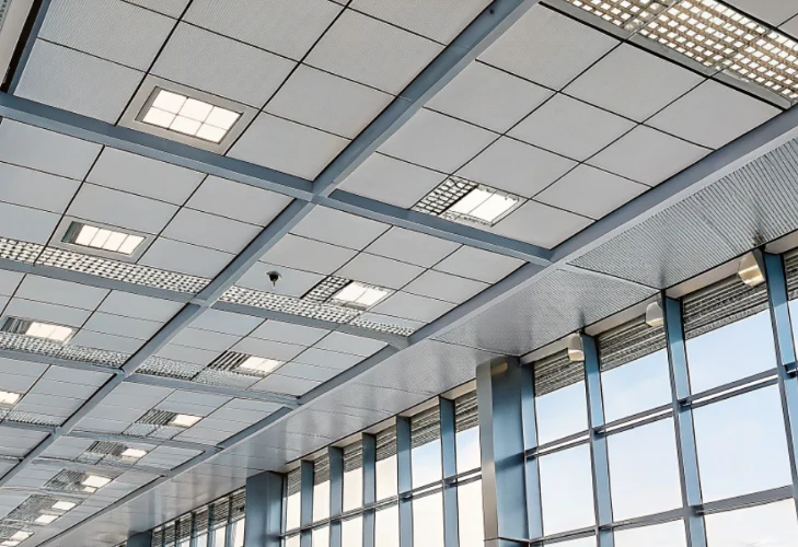 Panoramica del pannello del soffitto in PVC.